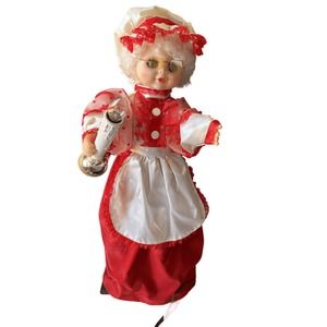 VIntage Animated Mrs Claus Waving Candle Yellow Glasses 1989